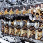 six cylinder in line engine under the hood