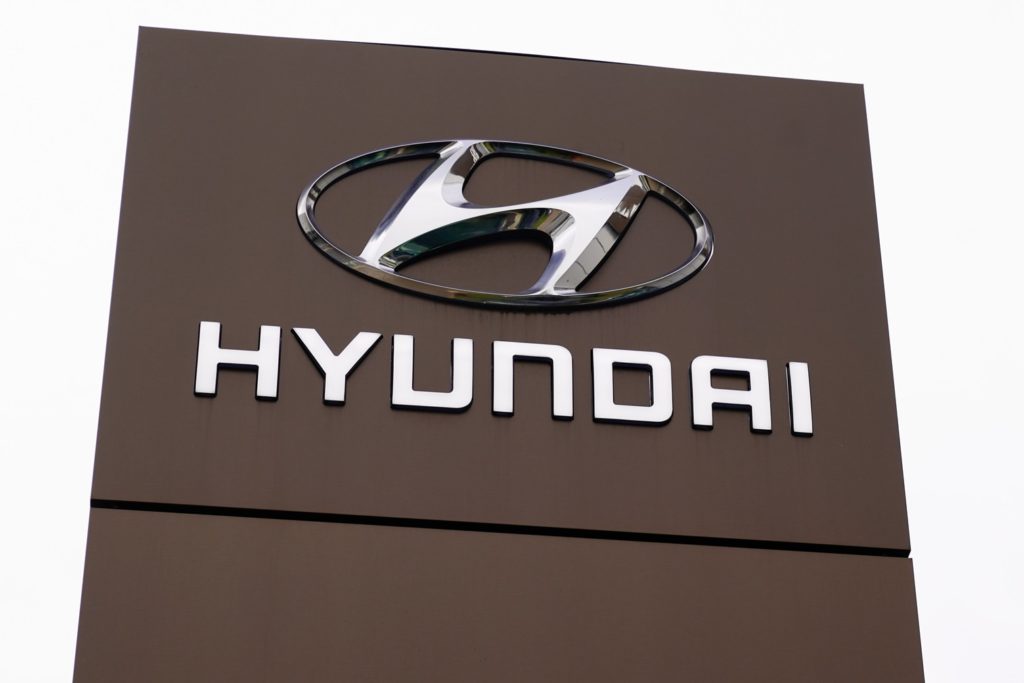 Hyundai logo on dealership building