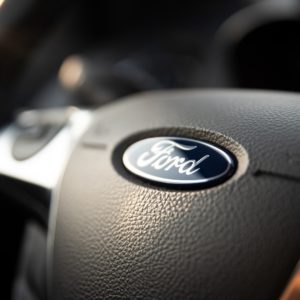 ford logo on steering wheel