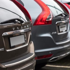 volvo cars lined up