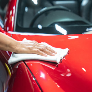 cleaning a red car 1