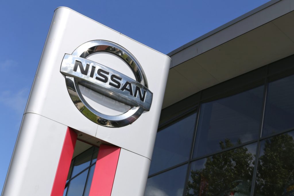 nissan logo on dealership building