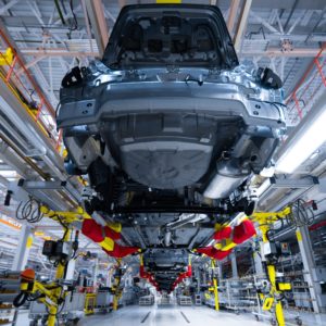 production line in automotive plant