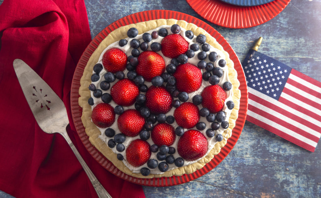 red white and blue pie