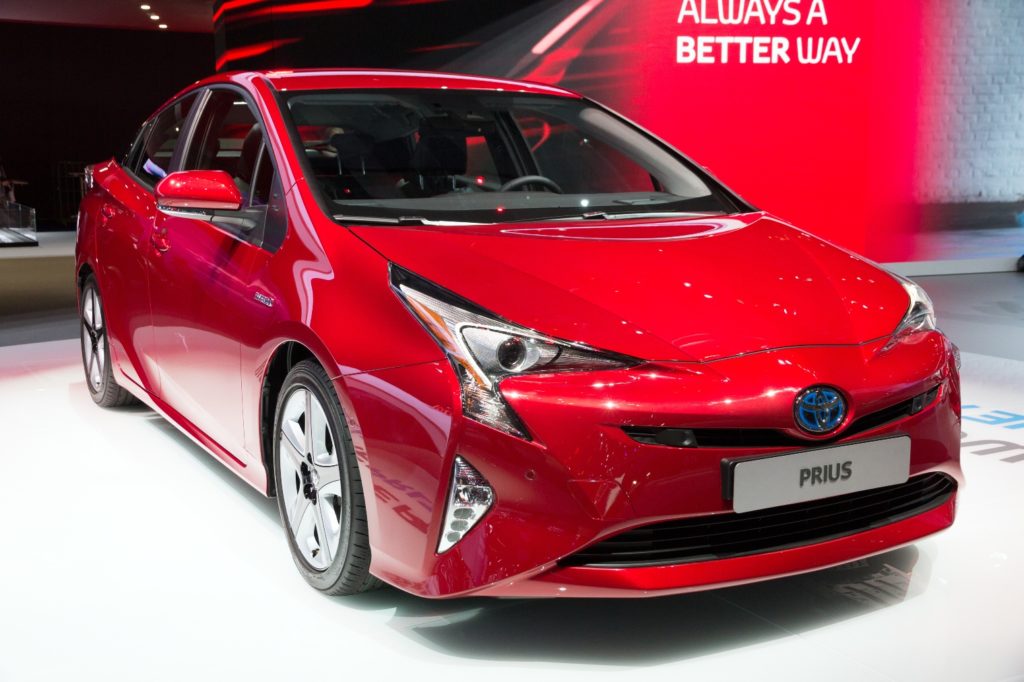 Toyota Prius displayed in showroom