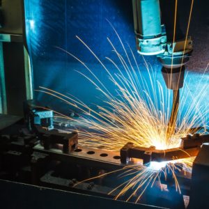 welding scene in car production facility