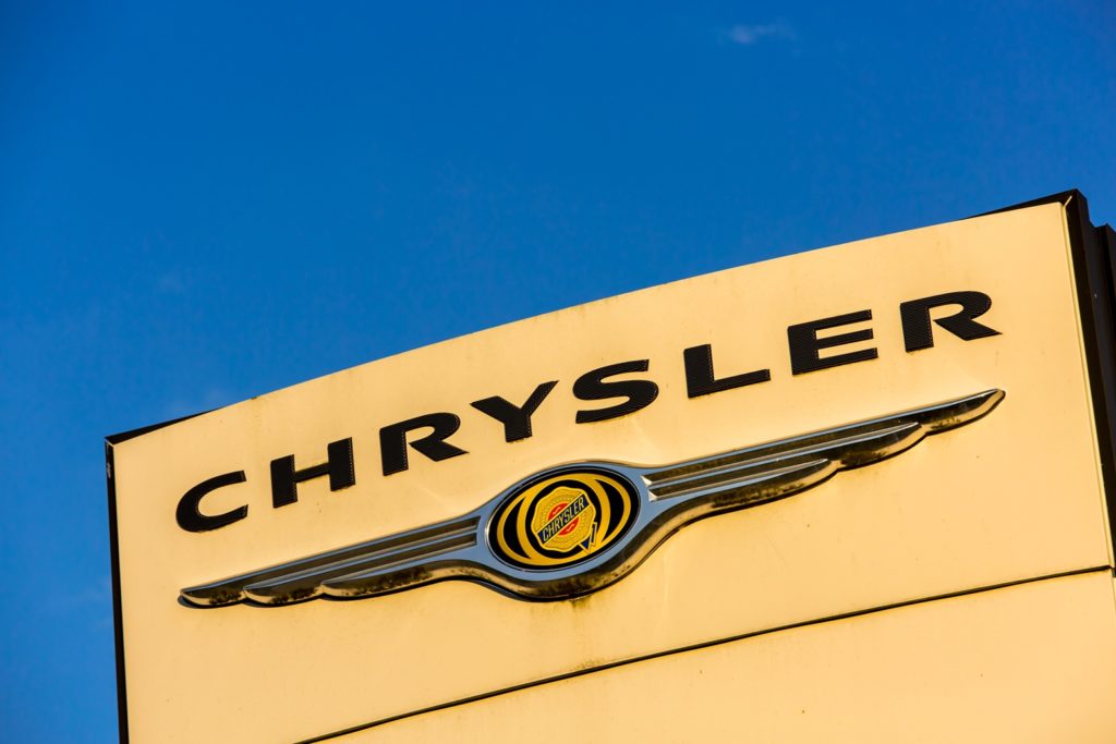 Chrysler logo against blue sky