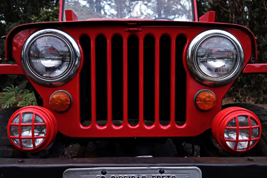 Closeup of classic Jeep's grille