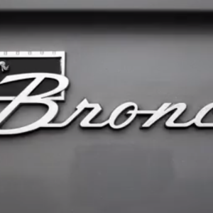 closeup of ford bronco emblem