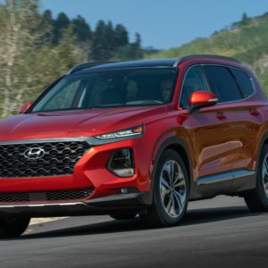 2020 hyundai santa fe on the road