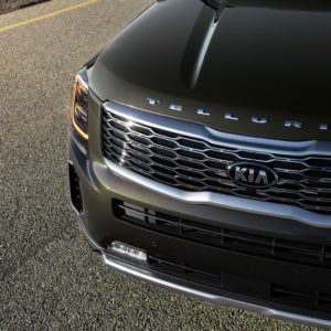 closeup of 2020 kia telluride grille