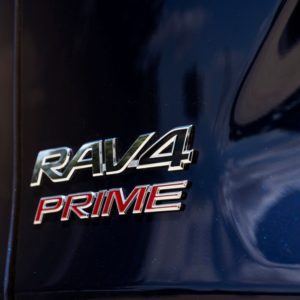 closeup of toyota rav4 prime emblem