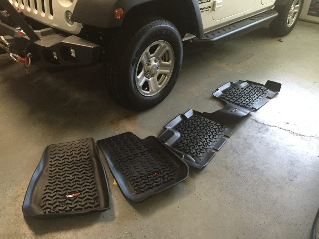 , JC Whitney 101 Sweepstakes Jeep Build — Episode 11: Interior Upgrades-Azzy&#8217;s Design Works Gauge Face, Innovative JK Products Rear Seat Recline Kit, Rugged Ridge Floormats