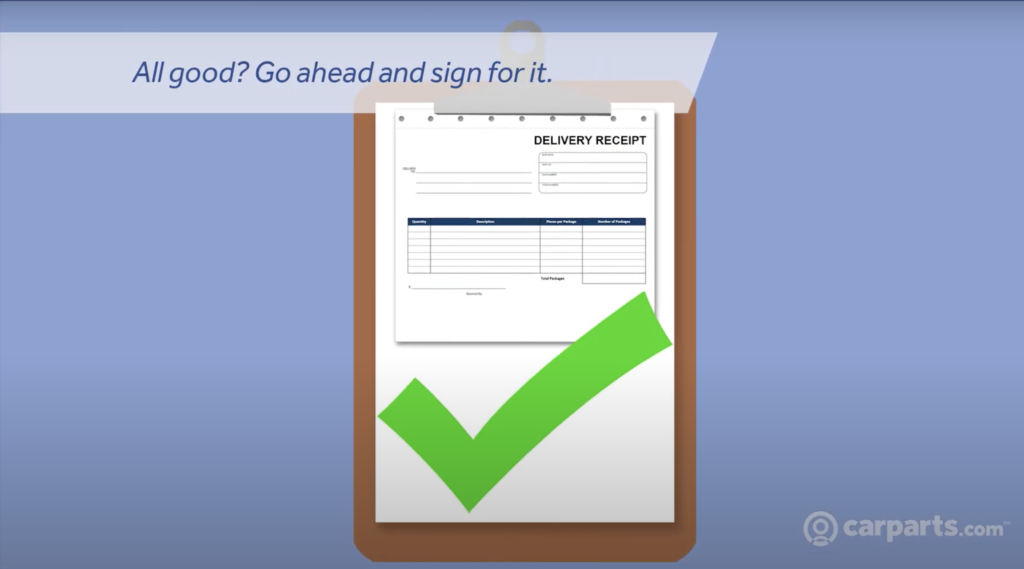 graphic of delivery receipt on a clipboard