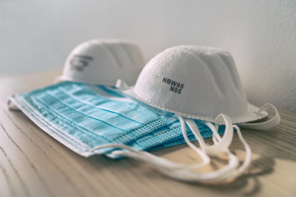 Medical masks on the table