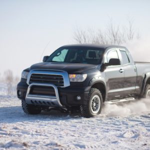 pickup truck on dusty road