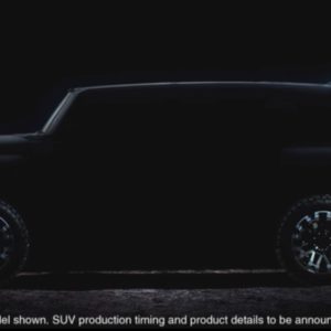 silhouette of upcoming hummer ev suv