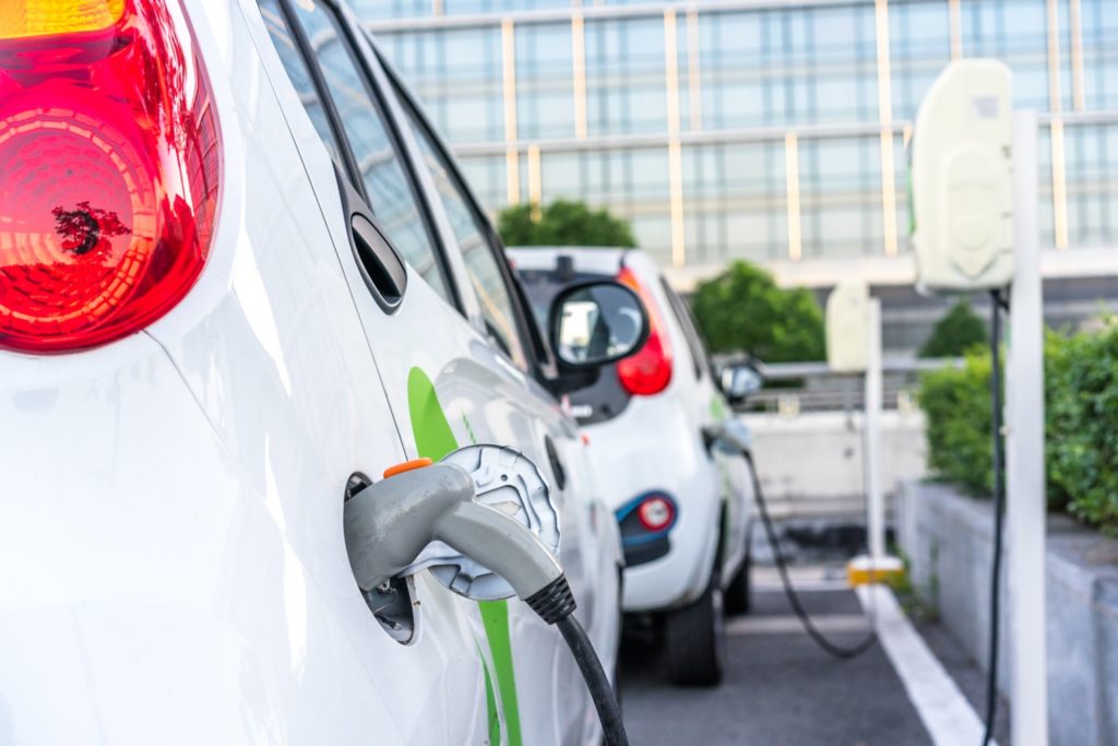 electric cars charging in the station