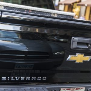 rear of black chevrolet silverado