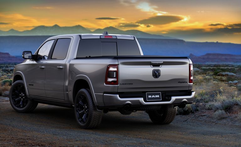 rear shot of new ram truck with nigh edition package