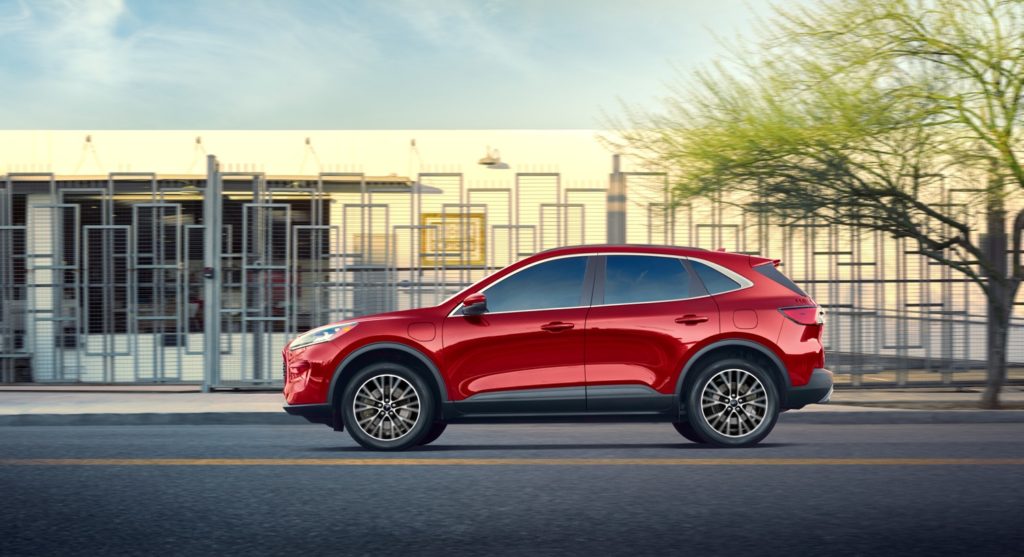 side shot of red 2020 ford escape