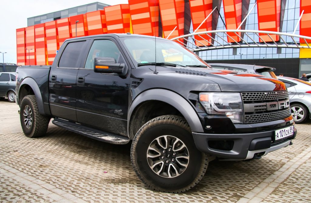 black ford f 150 in parking lot