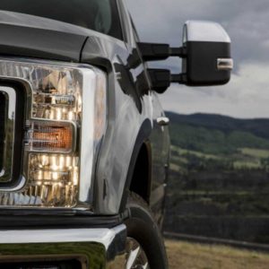 closeup of ford f 250 headlight