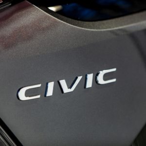 closeup of honda civic emblem