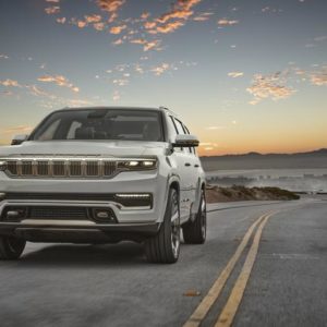 jeep grand wagoneer concept on the road