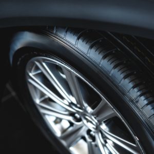 closeup of turning tire