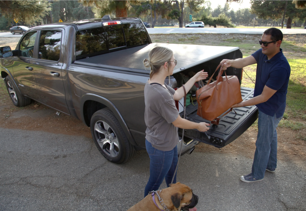 couple loading truck