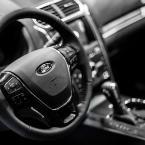 ford logo on steering wheel