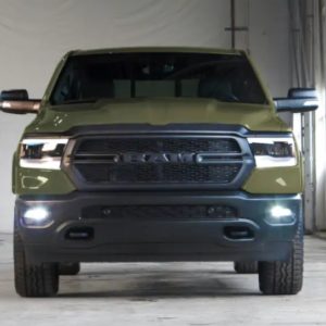 front shot of new ram built to serve truck