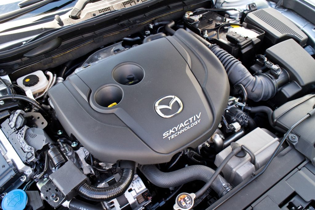 closeup of mazda skyactive d engine