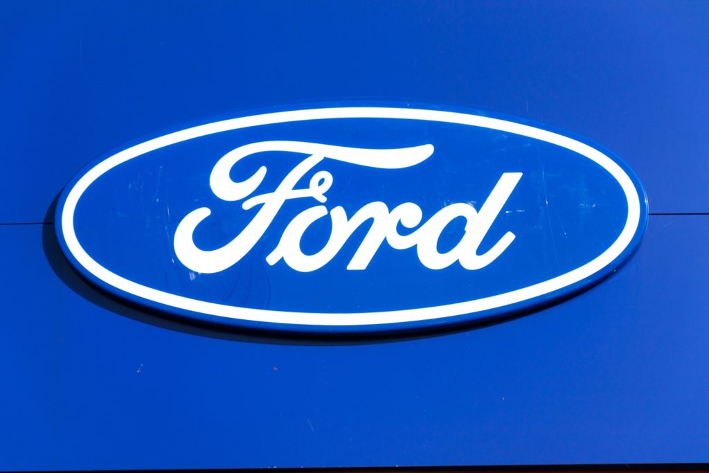 ford logo on blue wall