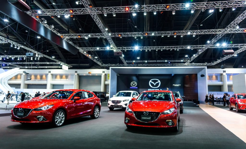 mazda cars on display