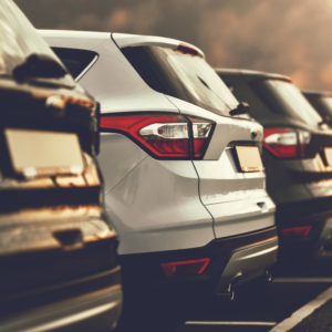 suvs lined up in parking lot