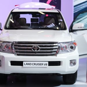 toyota land cruiser on display