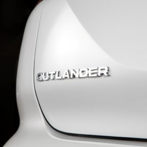 closeup of new mitsubishi outlander emblem