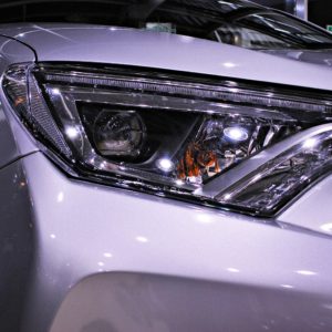 closeup of toyota rav4 headlight