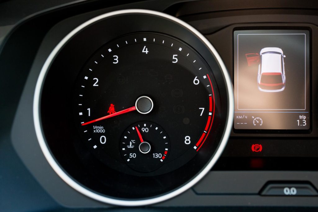 Tachometer display of a modern car