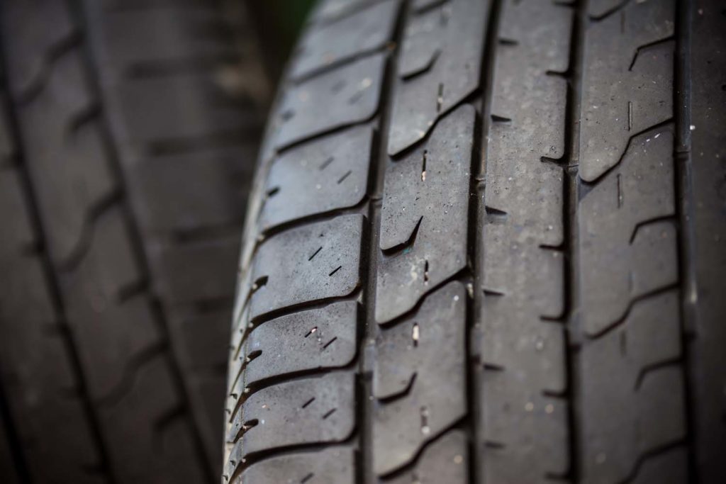 worn out car tire close up