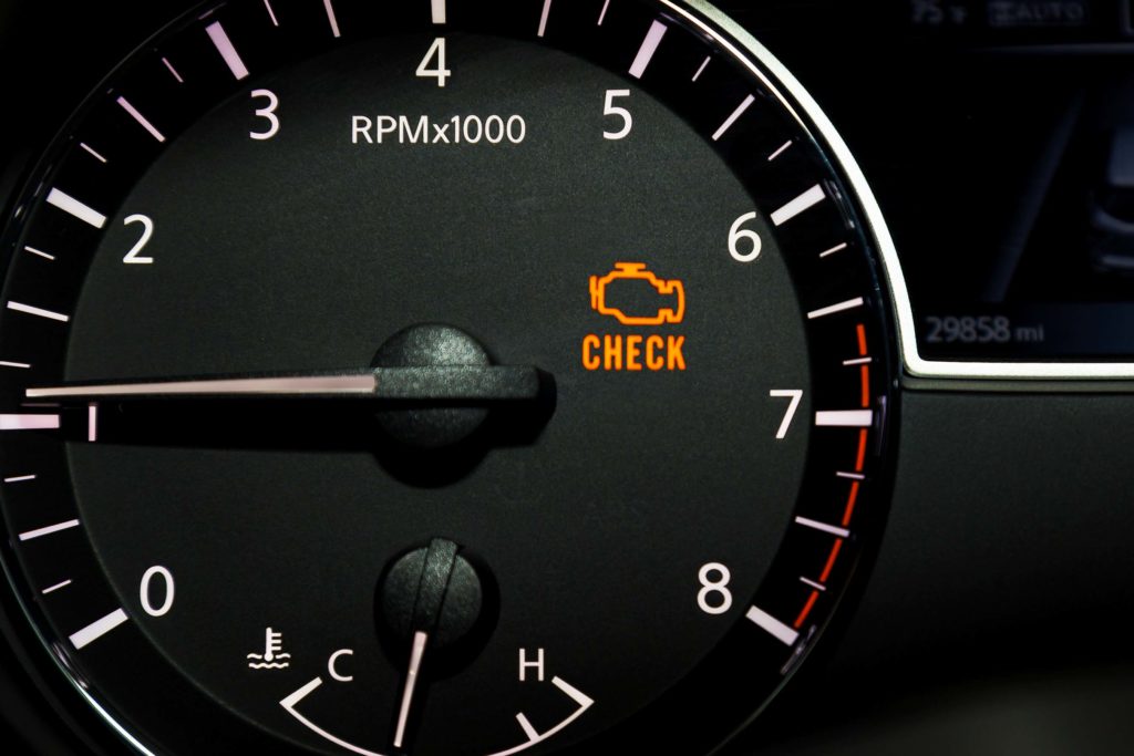 check engine light illuminated close inspection