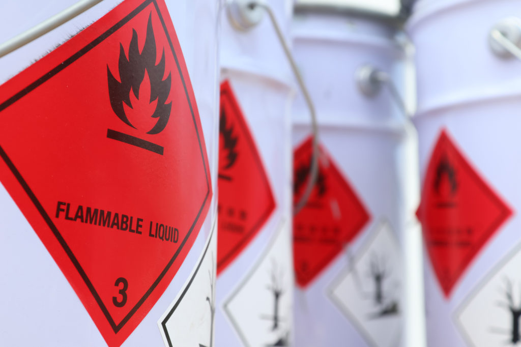 flammable liquid in container