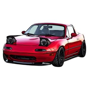 Red Mazda Miata Pop Up Headlights Illustration