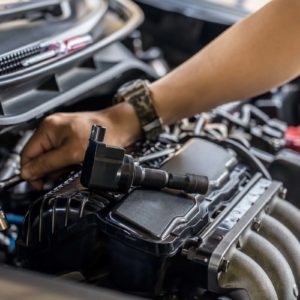 ignition coil on top of car engine cover