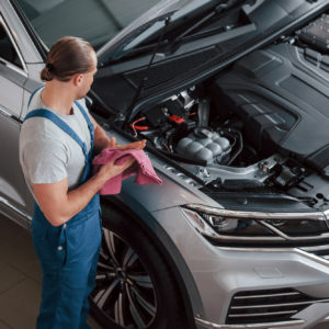 mechanic performing a car assessment