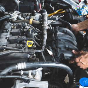 car hood check with intake manifold visible