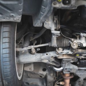 rack and pinion steering gear visible