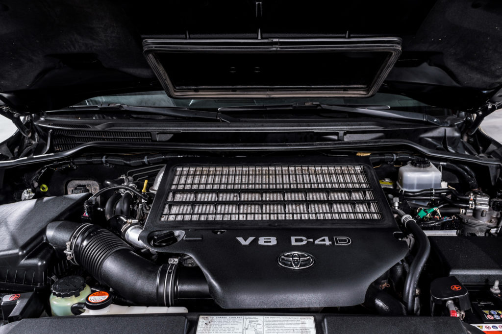 car with v8 engine visible